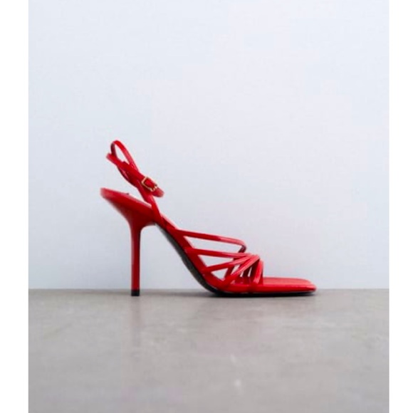 ZARA RED HEELED SANDALS - Picture 4 of 5